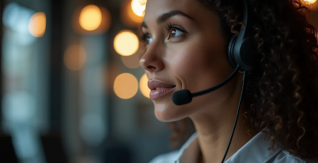 Customer service representative using calming techniques during a challenging interaction