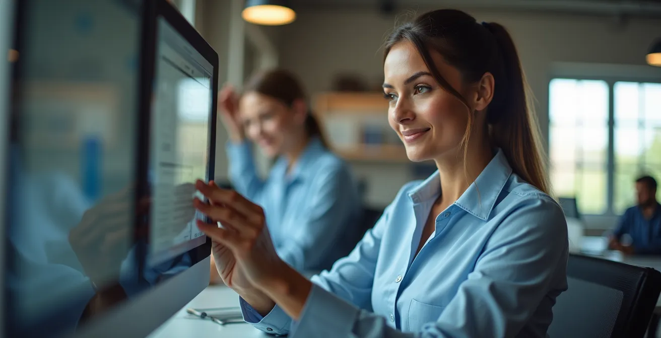 Employee demonstrating ownership of quality standards in workplace setting