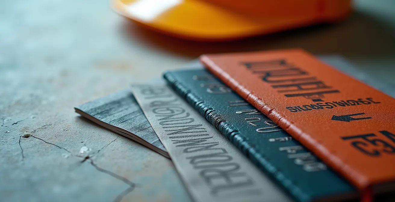 Macro shot of safety compliance binder with detailed documentation forms