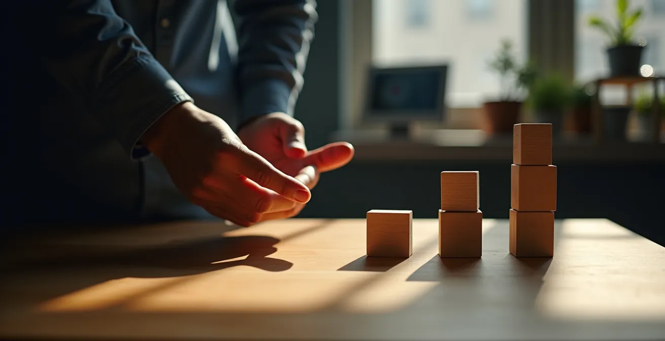 Business professional using visual analogies to explain complex services to client