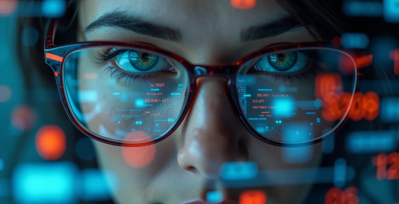 Team of professionals monitoring multiple abstract data streams and alert patterns in modern crisis management center