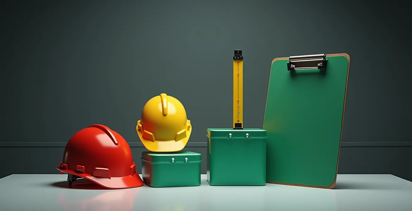 Visual representation of a simplified three-step work protocol using a color-coded system