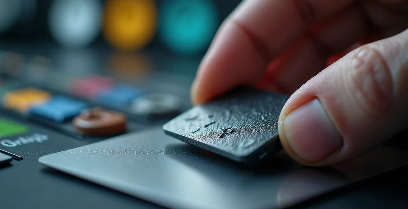 Close-up macro view of quality control visual standards system